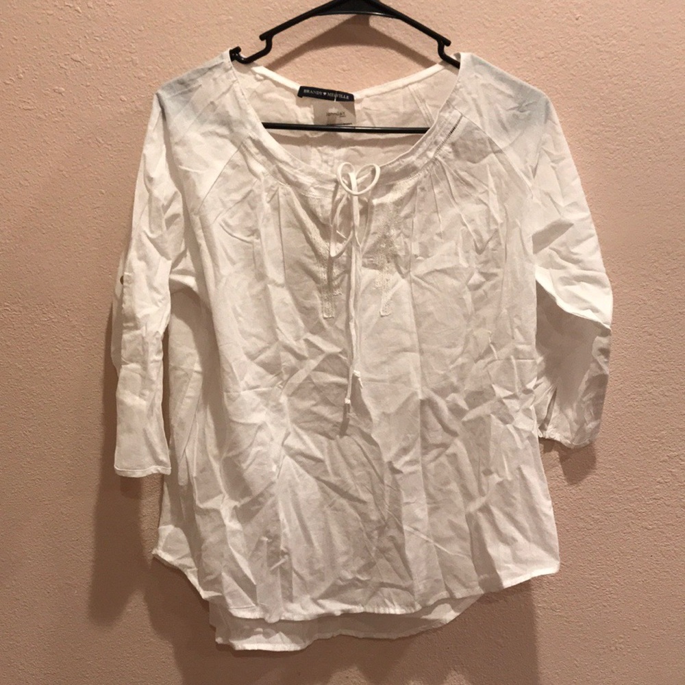 Brandy Melville white blouse embroidered
